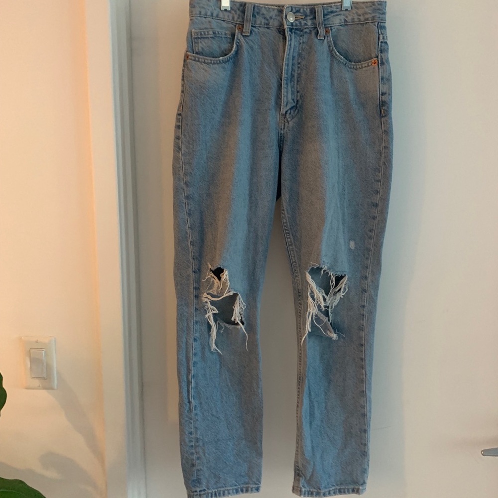 Zara high wasted light wash ripped jeans